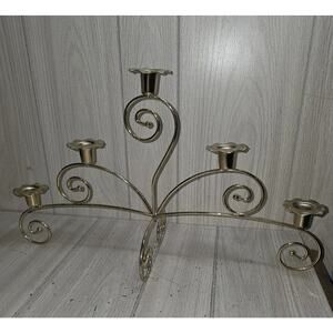 VTG Home Interiors Homco Gold Brass 5 Candle Candelabra Centerpiece Regency15